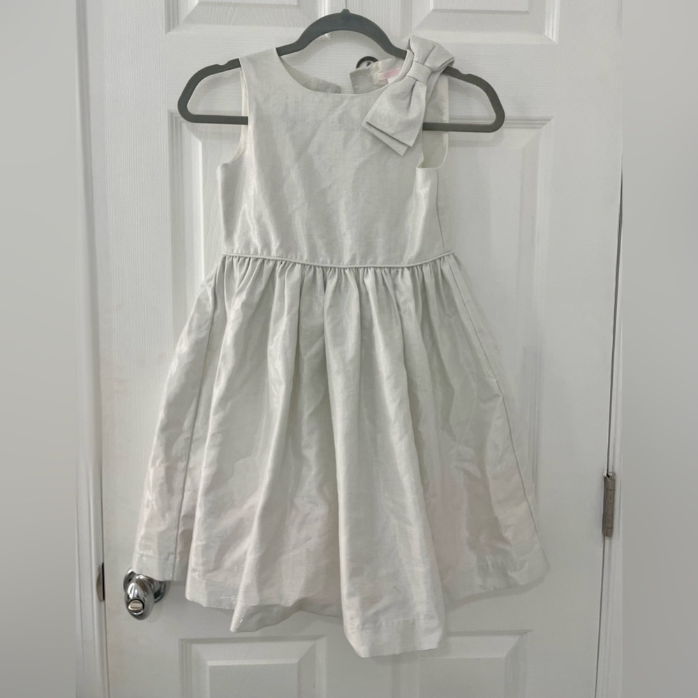 Janie and Jack Girls Silver Sparkle Bow Dress